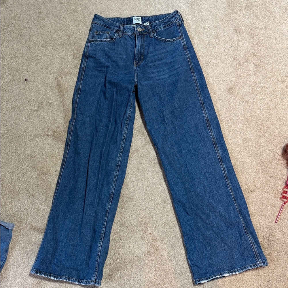 BDG Wide-Leg High-Rise Jeans in Dark Blue Denim